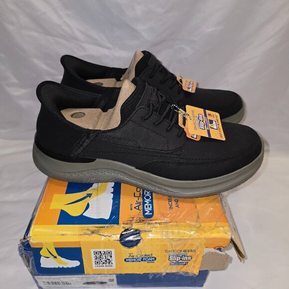 Skechers USA Men's Hasting-Rory Moc Toe, Black with Gray Sole, Size 11, NWT - Picture 1 of 7